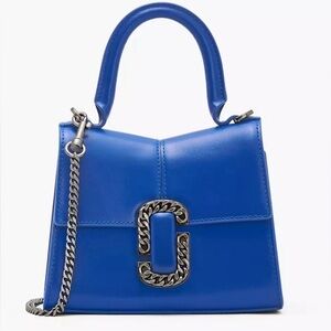Marc Jacobs The St. Marc Mini Leather Tote Bag In Cobalt,  With Additional Strap